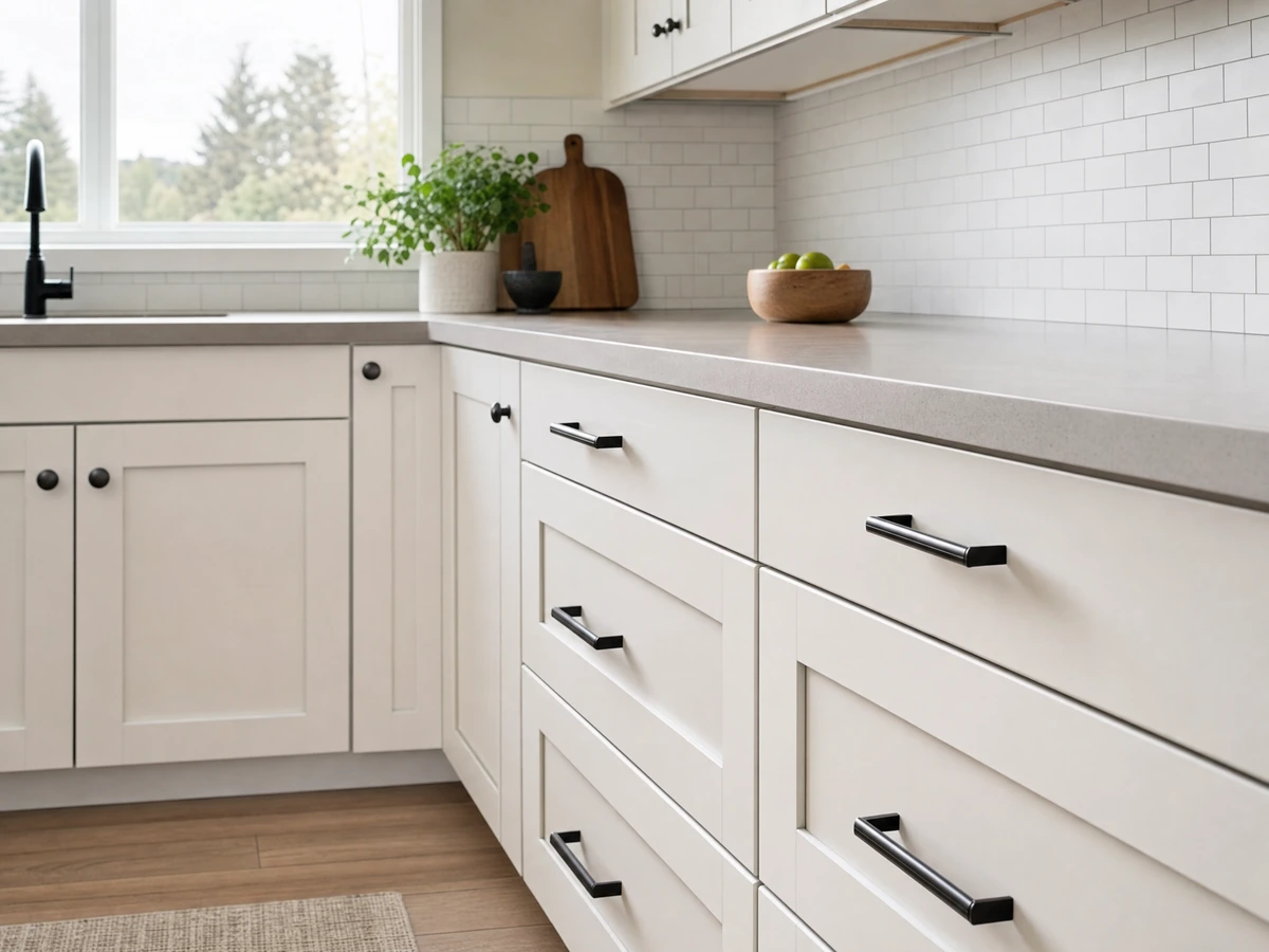 Cabinet Hardware Upgrades finished details and aftercare in North Vancouver