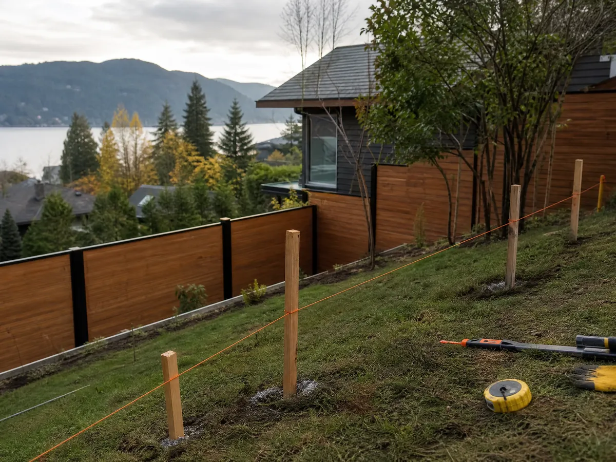 Cedar Privacy Fence Build planning and existing conditions