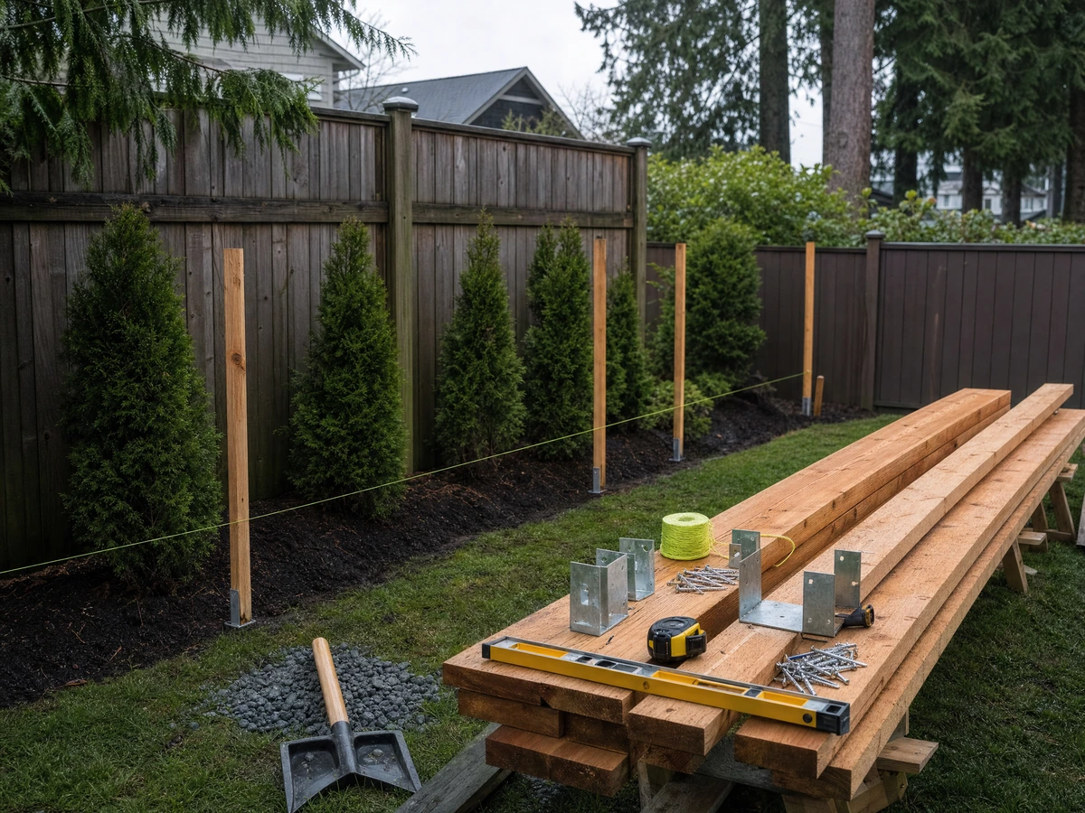 Cedar Privacy Fence Installation planning and assessment in North Vancouver
