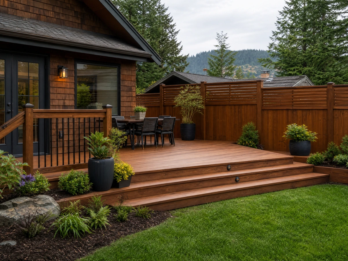 Deck & Fence Staining finished result in North Vancouver