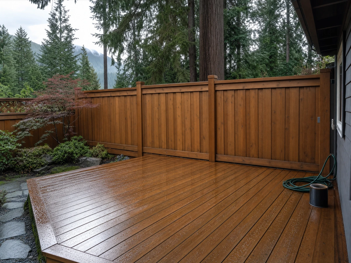 Fence & Deck Staining finished details and aftercare in North Vancouver