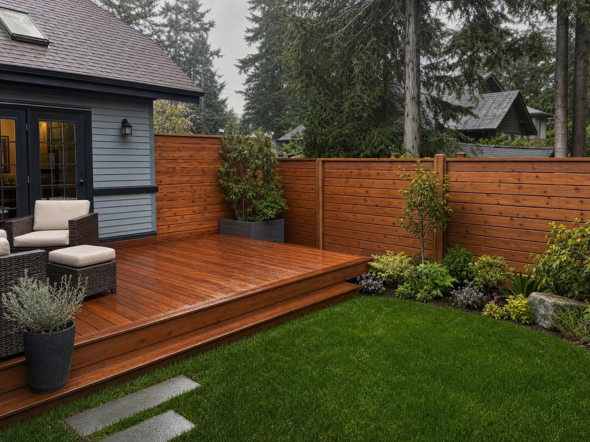 Fence & Deck Staining finished result in North Vancouver