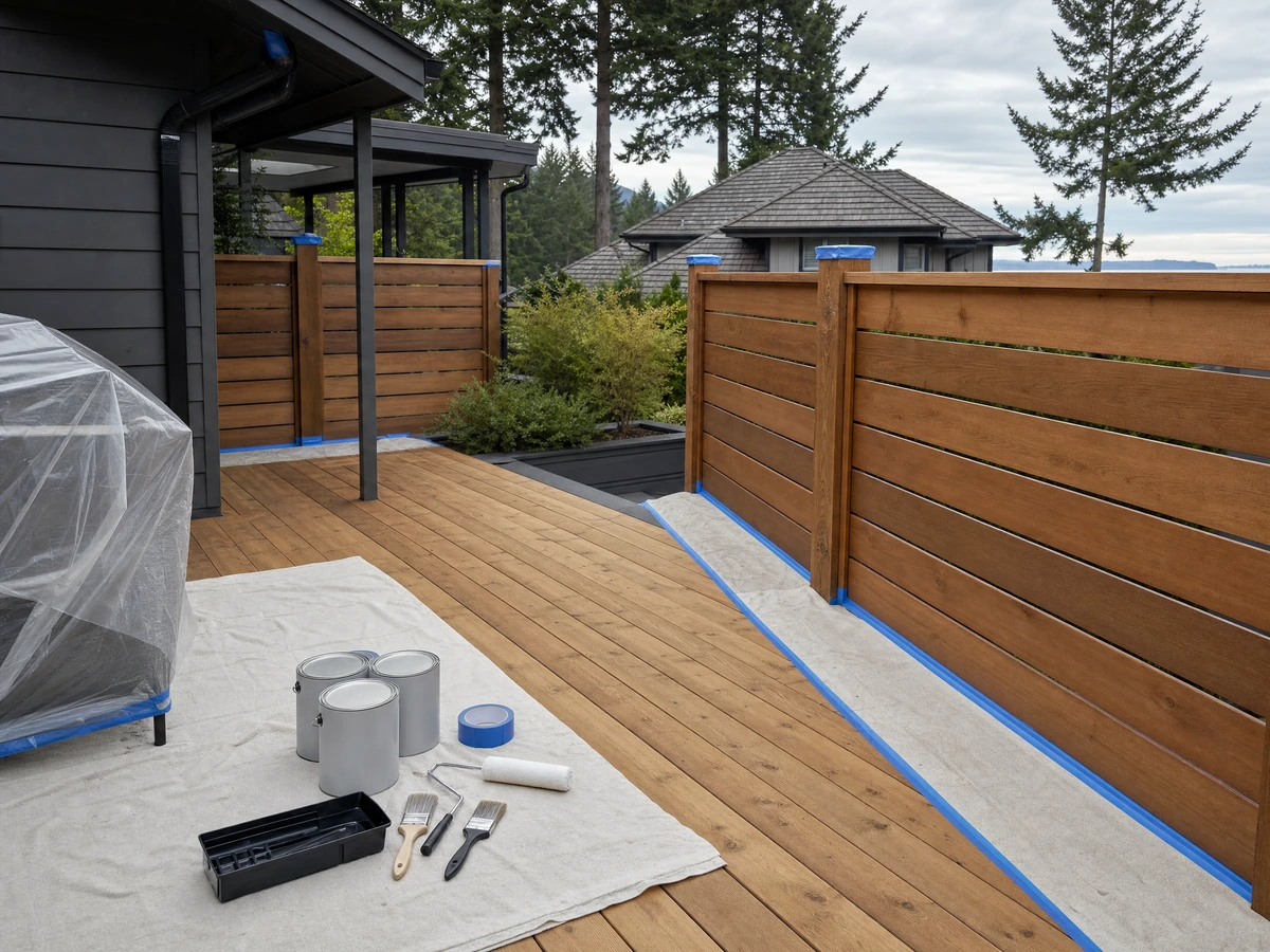 Fence & Deck Staining preparation and installation in North Vancouver