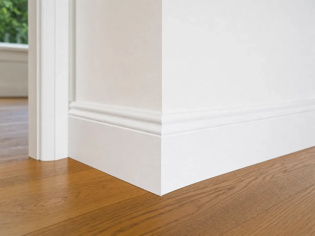 New white baseboard trim installed in a modern Vancouver home