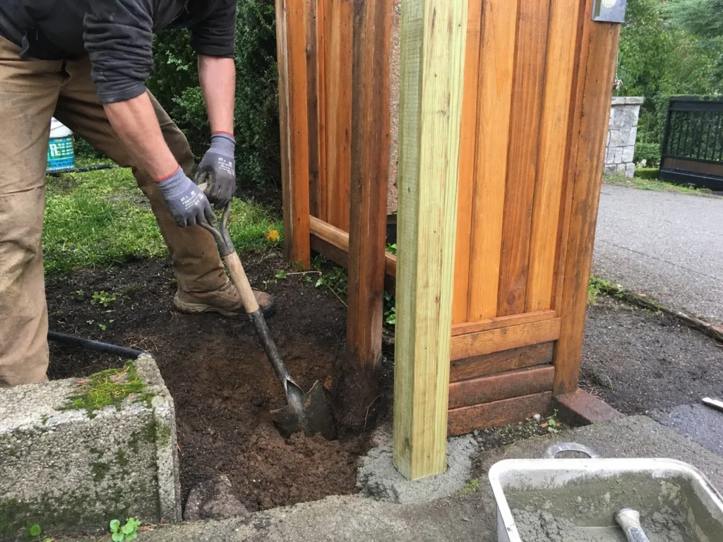 Fence repair and post replacement in North Vancouver